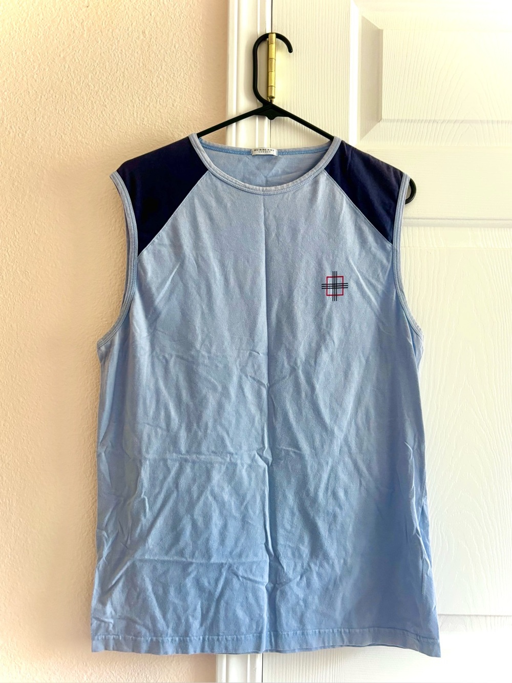 Vintage Burberry London Y2K Blue Sleeveless Sportswear Golf Tank Top Mens Large